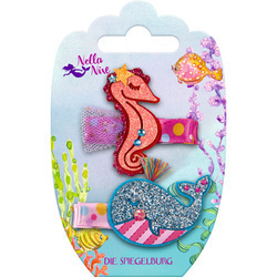 Spinki do włosów wieloryb + konik morski