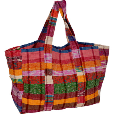 Shopper Wielokolorowy wzór w kratkę