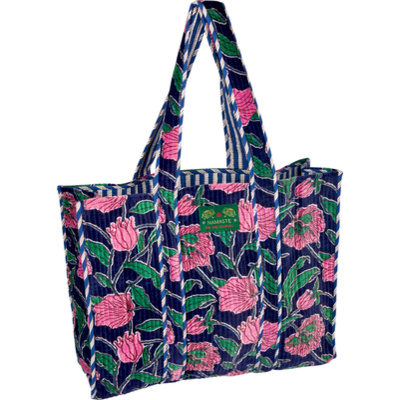 Torba shopper welurowa niebieska