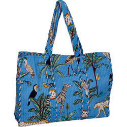Torba na zakupy dzikie zwierzęta niebieska