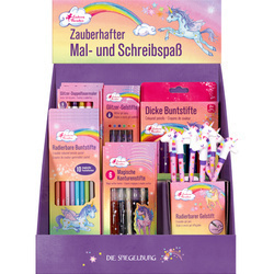 Ekspozytor na ladę z przyborami do rysowania i pisania